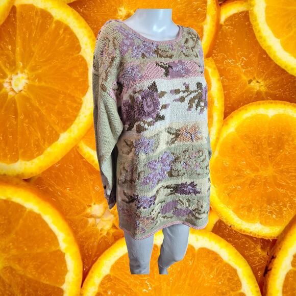 Jenny Buchanan Women's Ramie-Cotton Floral Crew‎ Neck Pullover Sweater Size S - Picture 1 of 9